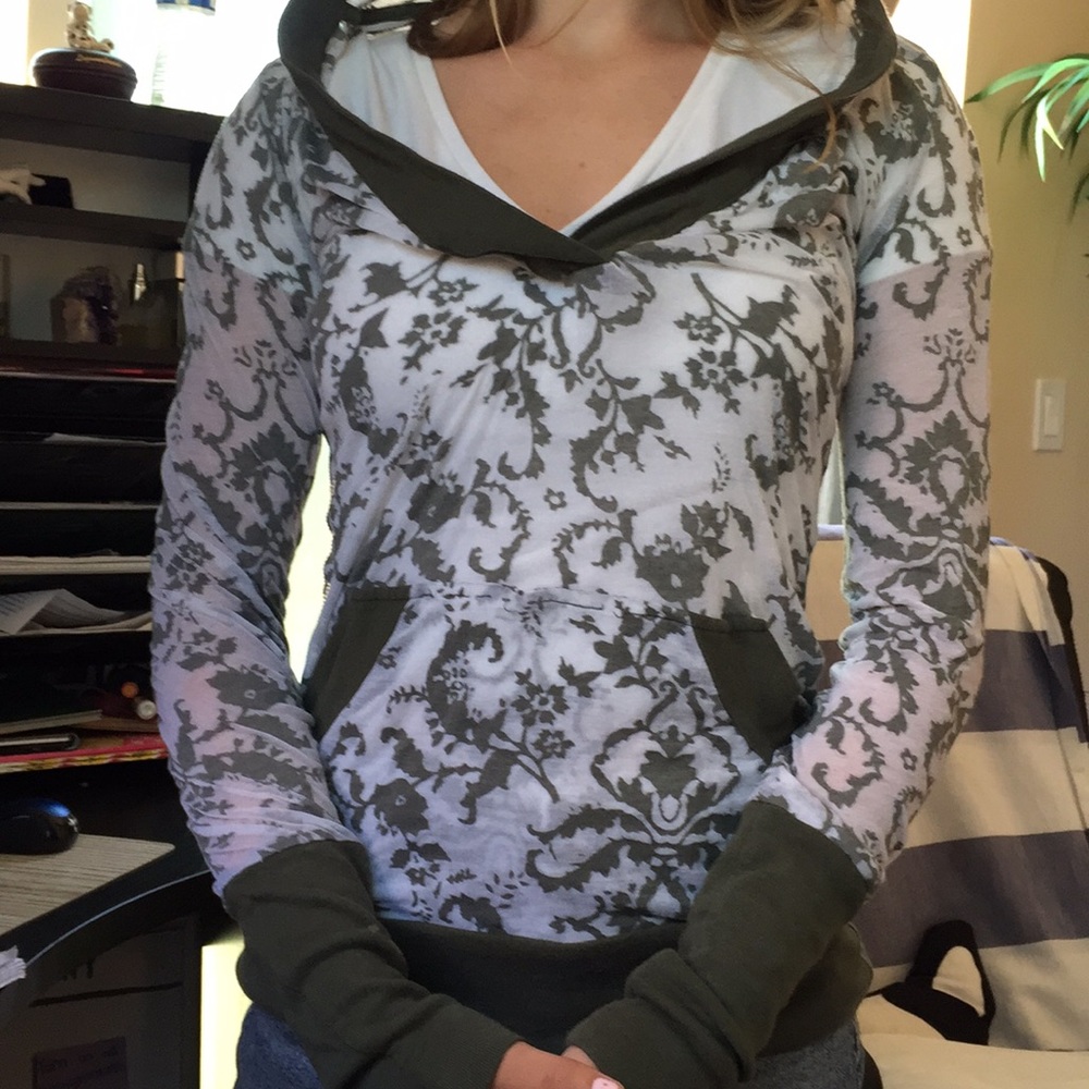 Green and white sweatshirt